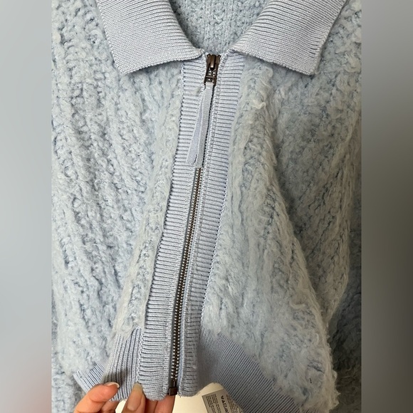 By Anthropologie Zip-Up Brushed Sweater Cardigan Blue - Picture 11 of 15
